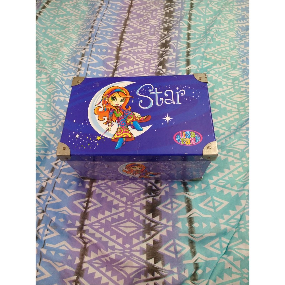 Vintage Lisa Frank Star y2k diva large storage box with metal handles rare